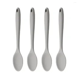 Dinnerware Sets 4 Pcs Basting Serving Spoon Japanese Ramen Soup Scoop Stainless Steel Silicone Fruit Mixing Spoons
