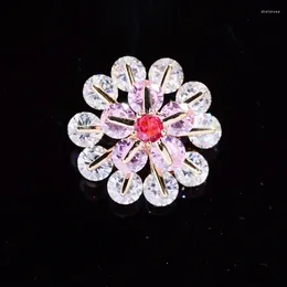 Brooches Copper Inlaid Zircon Fashion Flower Brooch Creative Elegant Atmosphere Clothing Pin Coat High-end Accessories Women