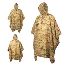 Raincoats Camouflage Folding Raincoat for Hiking Portable Tactics Poncho Men Waterproof Tourism Packable Rain Jacket Cover Army RainWear 230414