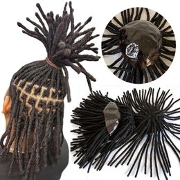 Brazilian Virgin Human Hair Replacement #1b Black 14 Inches Dreadlocks 8x10 PU Toupee Skin Unit for Black Men