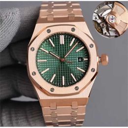 AP 7 Types Mens Luxury Watch Aaa+ Gold Case Green Dial Royaloak Watches 40mm 15500 316l Stainless Steel Automatic Wristwatches Luminous Needles
