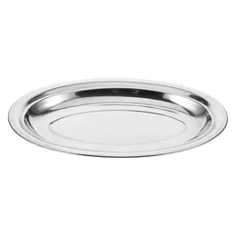 Plates Fruit Serving Tray Dinner Plate Thicken Kitchen Items Oval Metal Stainless Steel Snack