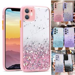 Wholesale Shockproof Bling Glittering Phone Cases PC TPU Flower Cellphone Case for iPhone 14 Pro Max 13 13PRO 12 mini 11 Samsung A03S A21S A33 A53 A73 S21 S22 S23 ULTRA