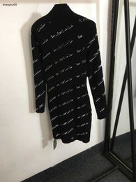 Fashion new women knitted dress high quality long sleeve slim skirt full letter printed logo casual women dress Nov14 Feb 20