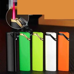 Latest Slim Straight Gas Jet Lighter Windproof Cigar Cigarette Butane Flame Lighters Inflatable Smoking Tool Accessories