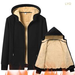 Men's Jackets High Quality Fleece Jackets Men's Winter Plus-Size Jacket Windproof Warm Thick Coat Solid Color Cotton Jacket Men Hooded Coats