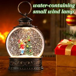 Christmas Decorations Christmas Decoration Wind Lamp LED Retro Christmas Snowball Water Lantern Rotating Flashing Lantern Year Decor Children Gift 231113