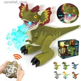 Electric/RC Animals Remote Control Dinosaur Toys Electric RC Tyrannosaurus Rex Animal Model Light Walking Animals Toys With Music Kids Gift Q231114