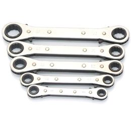 Freeshipping 5Pc 6-21Mm Metric Offset Torque Wrench Set Universal Ratchet Wrench Spanner Double End Wrench Offset Ring Spanner Vgrna