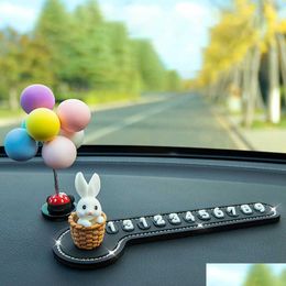 Interior Decorations Phone Number In Car Stop Sign Mtifunctional Cartoon Bunny Temporary Parking Card Prompt License Plate Decoratio Dh80Y