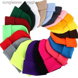 Beanie/Skull Caps Solid Color Knitted Beanies Hat Winter Warm Ski Hats Men Women Multicolor Skullies Cs Soft Elastic C women's hatsL231114