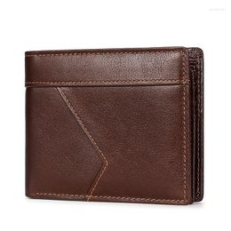 Wallets European Style Short For Men Genuine Leather Purse Man Anti-theft Men's Wallet Multi Card Slots