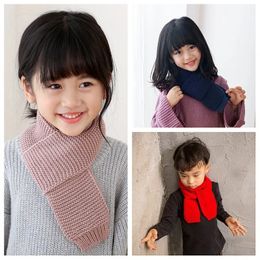 Scarves Wraps Kids Scarf Winter Versatile Woolen Scarf Knitted Children Solid Color Warm Scarf 231114