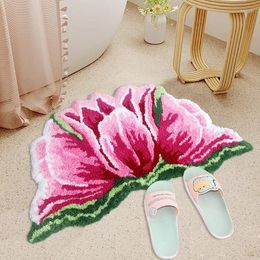 Carpets Soft Carpet Living Room Pastoral Style Tulip Wool Coffee Table Floor Mat Sample Door Tulips 80 50cm