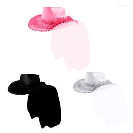 Berets Bride Cowgirl Hat Bachelorette Party Wedding Cowboy With Veil For Women Engagement Bridal Shower Supplies H7EF