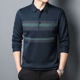 Men's Polos Long-sleeved T-shirt Fashion Casual Men's Top Thin Section Business Office Polo Shirt 230414
