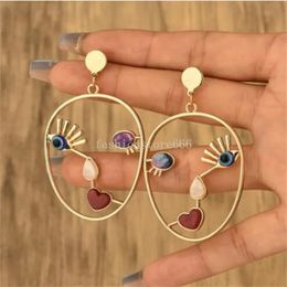 Exaggerated Abstract Face Pendant Earrings For Women Niche Design Wild Girls Cocktail Party Gifts Jewelry Wholesale Direct Sales