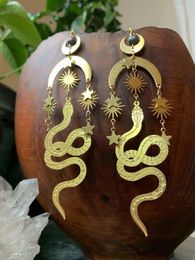 Dangle Earrings The Golden Snake Moon Hypoallergenic Jewellery