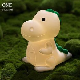 Night Lights LED Silicone Lamp Colorful NightLight with Cartoon Dinosaur Shaped Design Pat Control Atmosphere Light Home Decoration Q231114