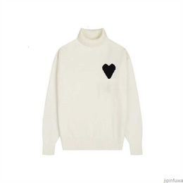 Winter Amis Amisweater Turtleneck Designer AM I Paris Jumper High Collar Warm Sweatshirt Jacquard A-word Love Heart Coeur Hoody Men Women Knit New Colour 4WWS