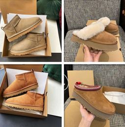 Designer Snow Ug Boots Australian Women Boot Tasman Bailey Dune Chesut Winter Buckle Fur Half Knee Short Slippers and Wool shoes Warm cotton shoes