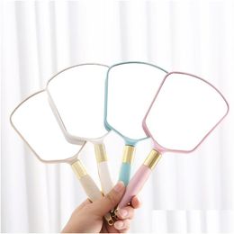 Mirrors Cute Pink Makeup Vanity Mirror Vintage With Handle Women Round Hand Hold Cosmetic High Definition Portable Bh2583 Drop Deliver Otuts