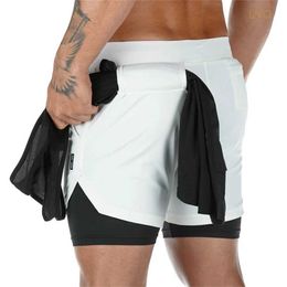 Men's Shorts Gym Shorts Men Double-deck Workout Shorts 2 In 1 Quick Dry Workout Training Short Pants Fitness Sport Jogging Pants Running Shor