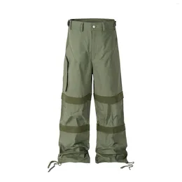 Men's Pants Streetwear Y2k Pantalones Hombre Multi-pocket Overall For Men Color Match Striped Baggy Cargo Oversize Casual Unisex
