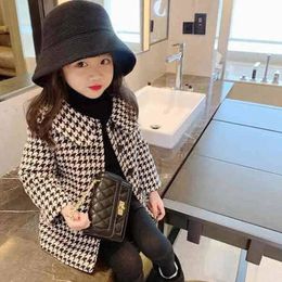Coat Autumn And Winter Children'S Clothing Korean Lapel Fashion Overcoat Kids Jackets Style Baby Girls Mid-Length Warm Coats 231114