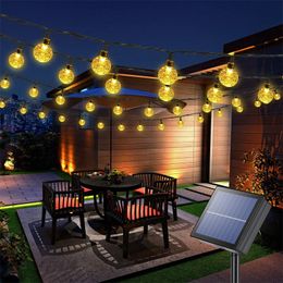 Garden Decorations Outdoor Solar String Light 60 LED 8 Modes Crystal Ball/Star Lights Waterproof Powered Twinkle Decor Lamp for Party Patio 230414