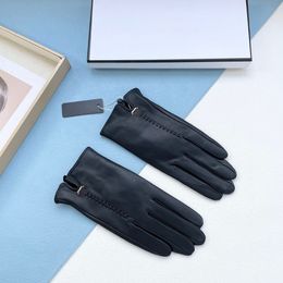 5A Quality Women man Designer chaneity Mitten Sheepskin Gloves Winter Luxury Genuine Leather Brands Fingers Glove Warm Cashmere Inside Touch Screen Leather glove