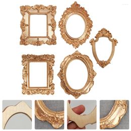 Frames Frame Picture Po Display Mini Vintage Resin Baroque Tabletop Oval Gold Wall Decorative Holder Nail Retro Table Desktop