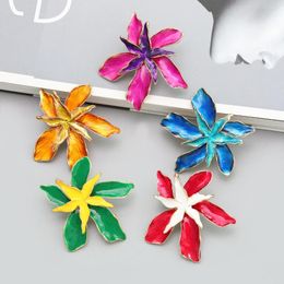 Dangle Earrings Fashion Metal Oil Drop Flower Women's Exaggerated Retro Study Earings Banquet Jewelry Accessories Pauli Manfi