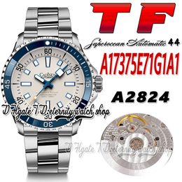 TF Superocean 44 ETA A2824 Automatische Herrenuhr A17375E71G1A1 Blaue Keramiklünette Weißes Zifferblatt Stabmarkierungen Edelstahlarmband Super Edition Ewigkeitsuhren