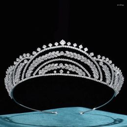 Hair Clips CZ Zirconia Tiaras And Crowns Leaf Zircon Headband For Bride Dinner Party Gift Headpiece Wedding Accessories Bridal Jewellery