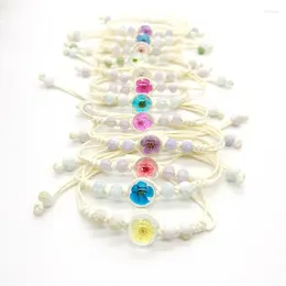 Charm Bracelets Crystal Flower Bracelet Glass Ball Handmade For Women Bangles Boho Jewelry Beads Bohemian Fashion Gift Luxury Lover Style