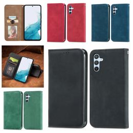 Leather Wallet Cases For Samsung A54 A04E A34 5G A14 4G A04E A24 M14 F14 M54 S23 Ultra Plus Hand Feeling Magnetic Closure Suck Holder Flip Cover Skin Feel Business Purse