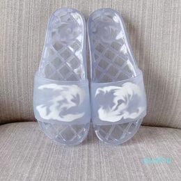 2023 Slippers Sandals Clear PVC rubber Crystal Sandal Shoes retro Platform Flip Flops Men Flat slide Luxury Designer Beach Shoes