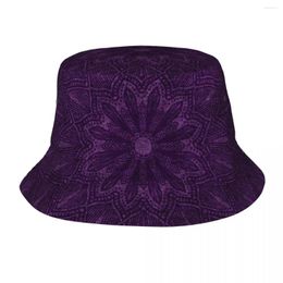 Berets Fashion Purple Mandala Spiritual Bucket Hats Unisex Packable Outdoor Sport Fantasy Fisherman Cap Travel Headwear