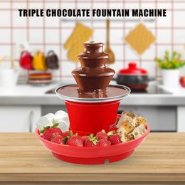 Other Kitchen Dining Bar 3Layer Chocolate Fountain Melt with Heating Fondue Machine FruitsNutsTreats Serving Tray Melting Waterfall 231113