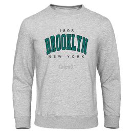 Men's Hoodies Sweatshirts 1898 Brooklyn New York USA City Print Men Sweatshirt Loose Oversize Clothing Fashion Hip Hop Casual Hoody O-Neck Pullover Tops zln231114