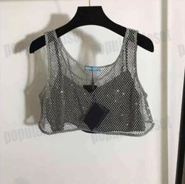 Sexy Diamond Tank Tops Womens Two Pieces Set Summer Sleeves Vest Sling Tops Triangle Letter Dresses High Quality SML