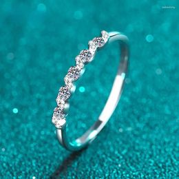 Cluster Rings Real Mossanite 0.2CT Round Brilliant 925 Sterling Silver Sparkling Lab Diamond Luxury Wedding Promise Band Jewellery