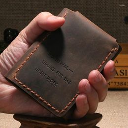 Wallets Secret Walter Mitty Wallet Men Leather Vintage Crazy Horse Handmade Male Purse Money Bag Coin