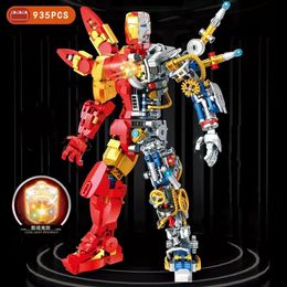 Blocks Creative 935PCS Half Perspective Machine Iron Heroes Display Book Ideas Figures Building Bricks Toys for kids Gifts 231114