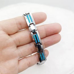 Link Bracelets Luxury Designer Blue Opal Tungsten Carbide Charm Bracelet For Men Male Magnet Fashion Jewelry Men's Never Fade