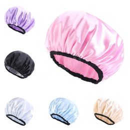 Waterproof Women Sleep Night Cap Satin Beanie Hair Care Salon Bonnet Elastic Caps Bathroom Dust-proof Accessories