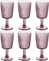 Embossed Leaf Texture Wine Glass Goblet Retro Juice Drinking Cup Spirits Wedding Party Beverage Glasses 060121