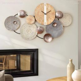 Wall Clocks Nordic Style Creative Living Room Sofa Background Decoration Clock Wooden Art Restaurant Pendant