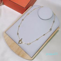 Women Letter Round Lock Jewellery S925 Silver Necklace Set Golden Gold Necklace